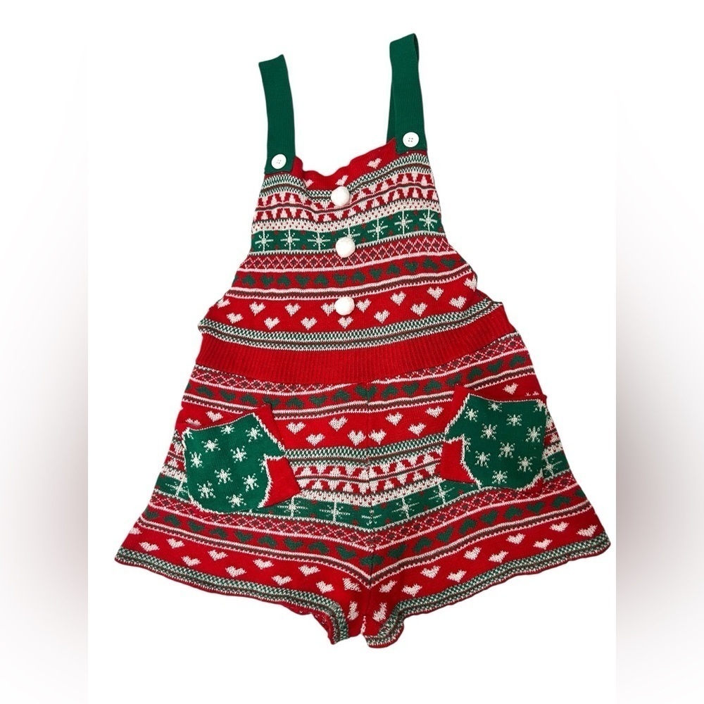 No Boundaries Juniors’ Holiday Santa Romper Sz L